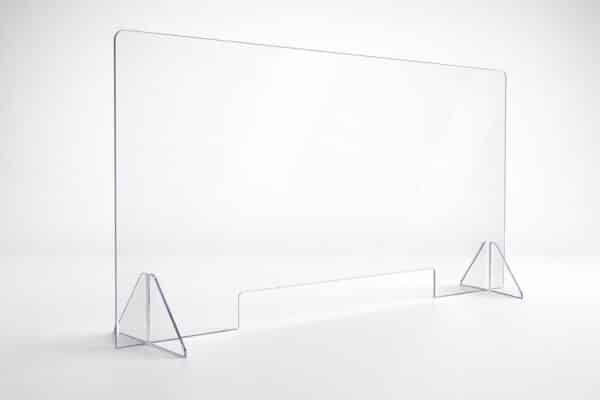 Clear acrylic sneeze guard setup