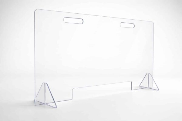 Clear acrylic sneeze guard with handles